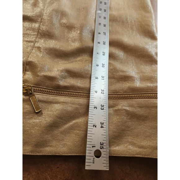 2B.Rych Dress Size 4 Metallic Gold Sparkle Edgy Zipper Pockets Linen Rocker - Picture 11 of 16